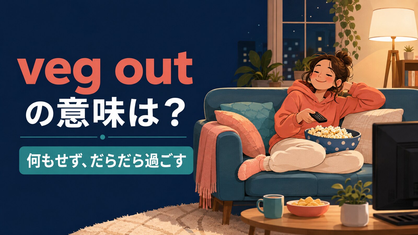 veg outの意味は？「何もせずだらだら過ごす」の使い方とchill outとの違い