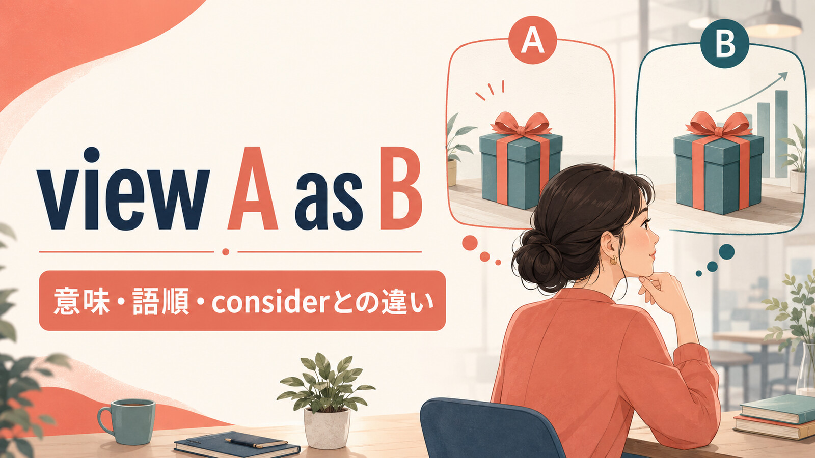 view A as Bの意味は？「AをBとみなす」の語順・使い方とconsiderとの違い