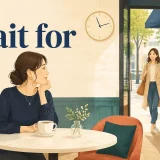 カフェで友人を待つwait forのアイキャッチイラスト