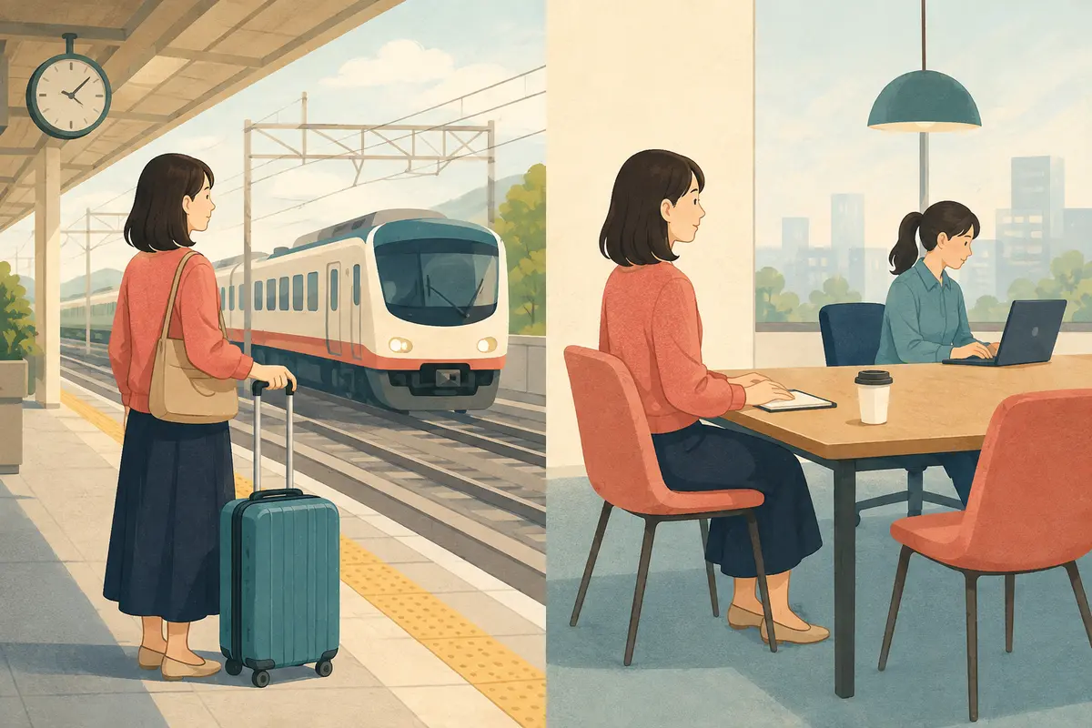 電車を待つ場面と人が行動するのを待つ場面の比較
