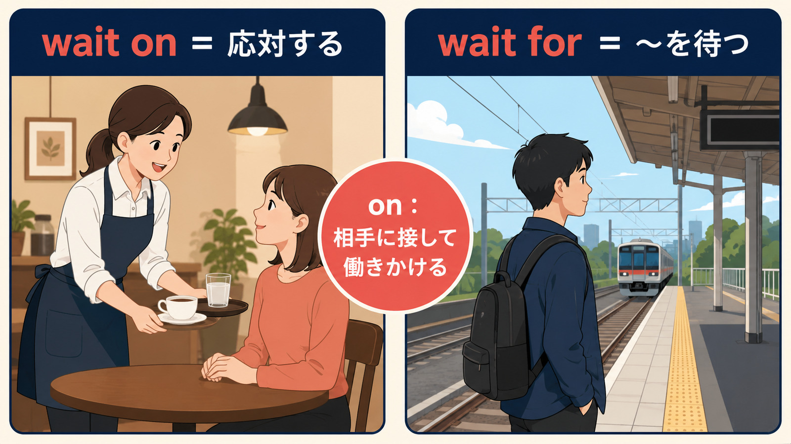 wait onの意味は?「応対する・返事を待つ」の使い方とwait forとの違い