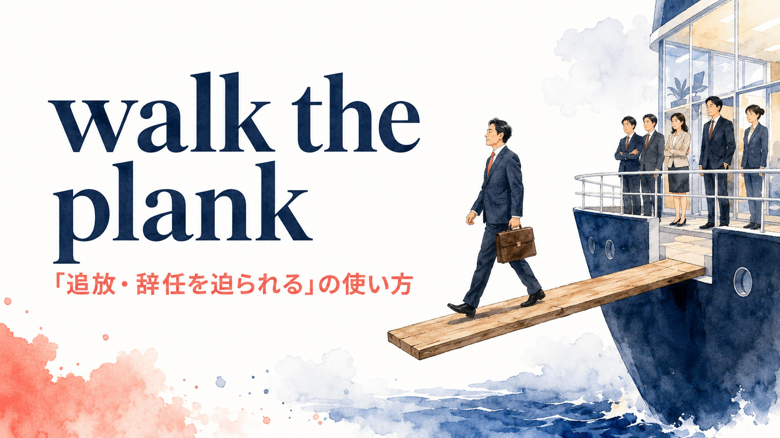 walk the plankの意味は？「追放・辞任を迫られる」の使い方と例文