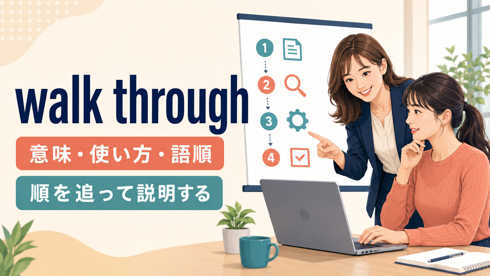 walk throughの意味・使い方・語順を解説するアイキャッチ画像
