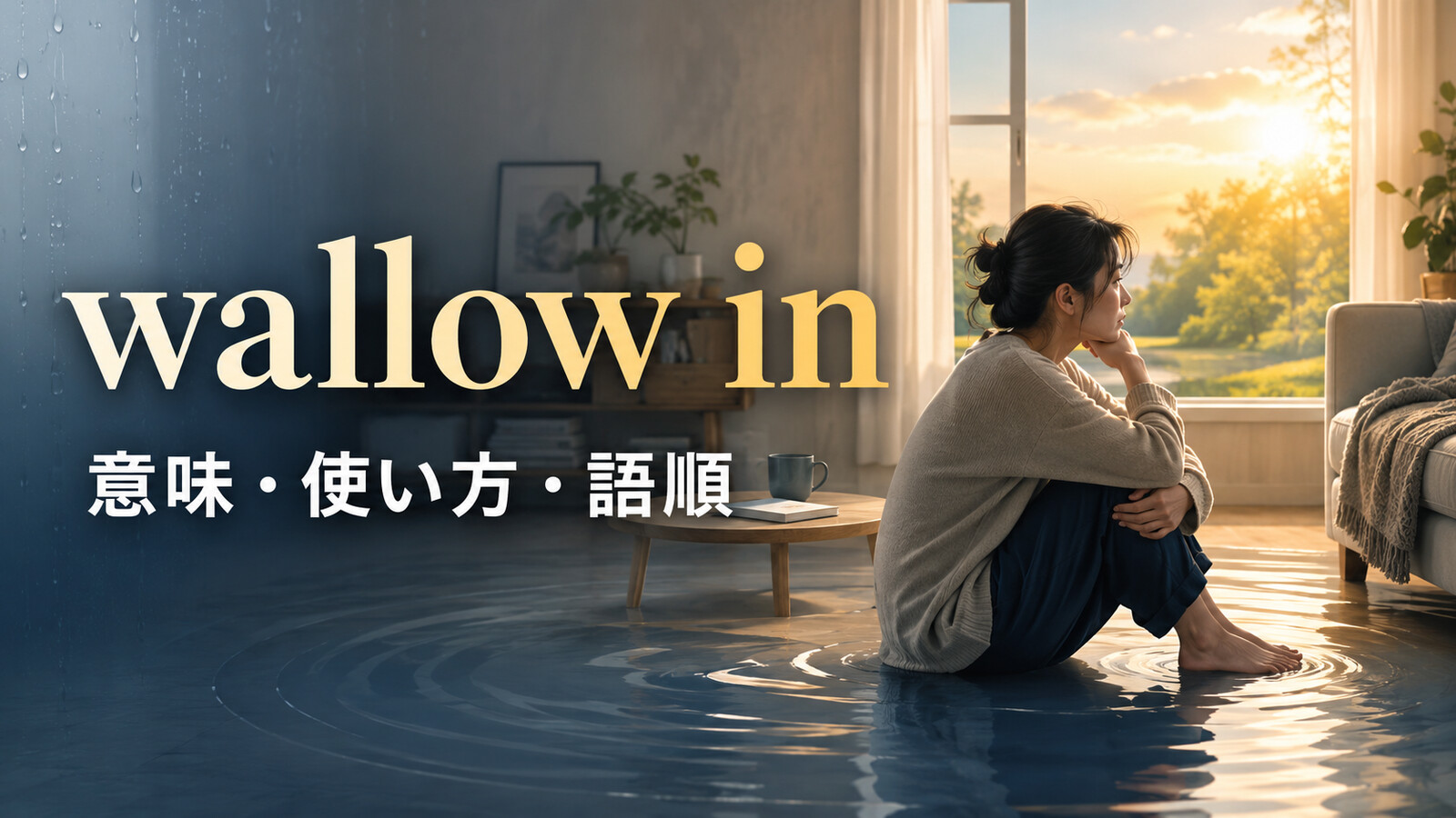 wallow inの意味は？「感情に浸る」の使い方・語順とbrood overとの違い
