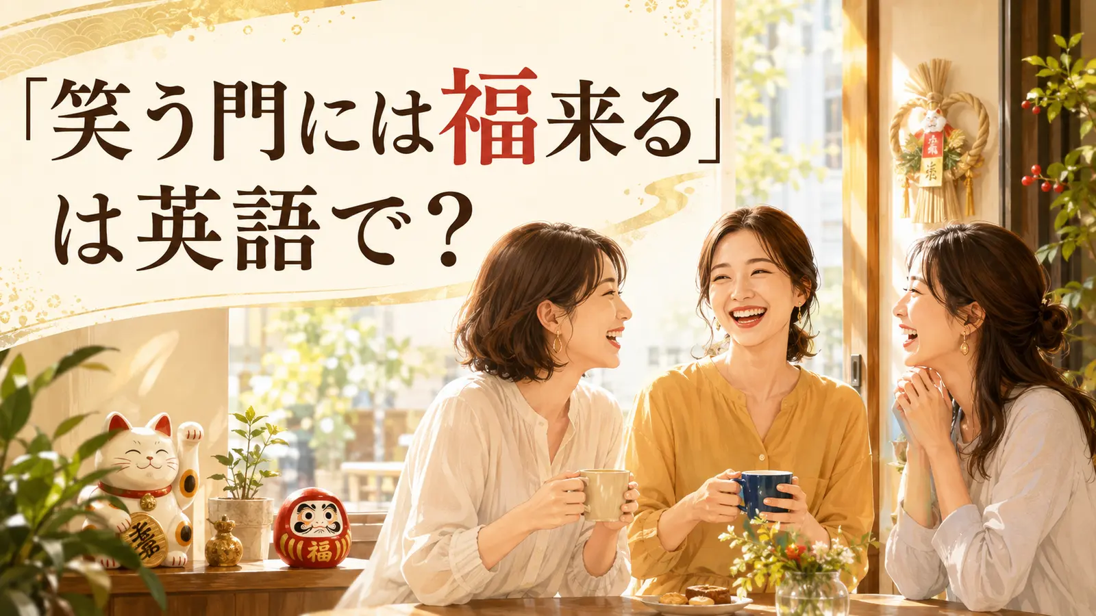「笑う門には福来る」は英語で?笑顔で話す女性たち