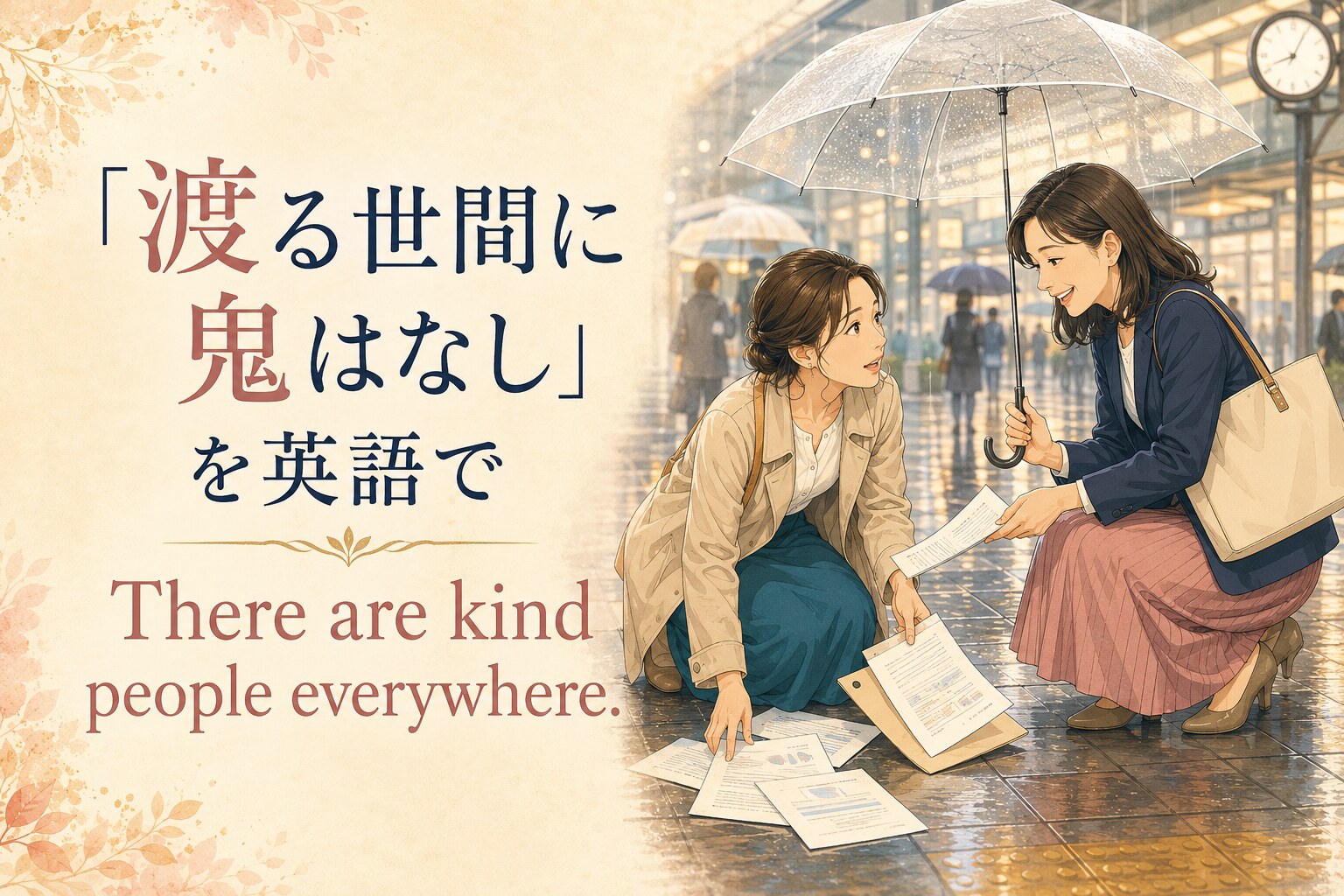 渡る世間に鬼はなしを英語で表す There are kind people everywhere. のアイキャッチ