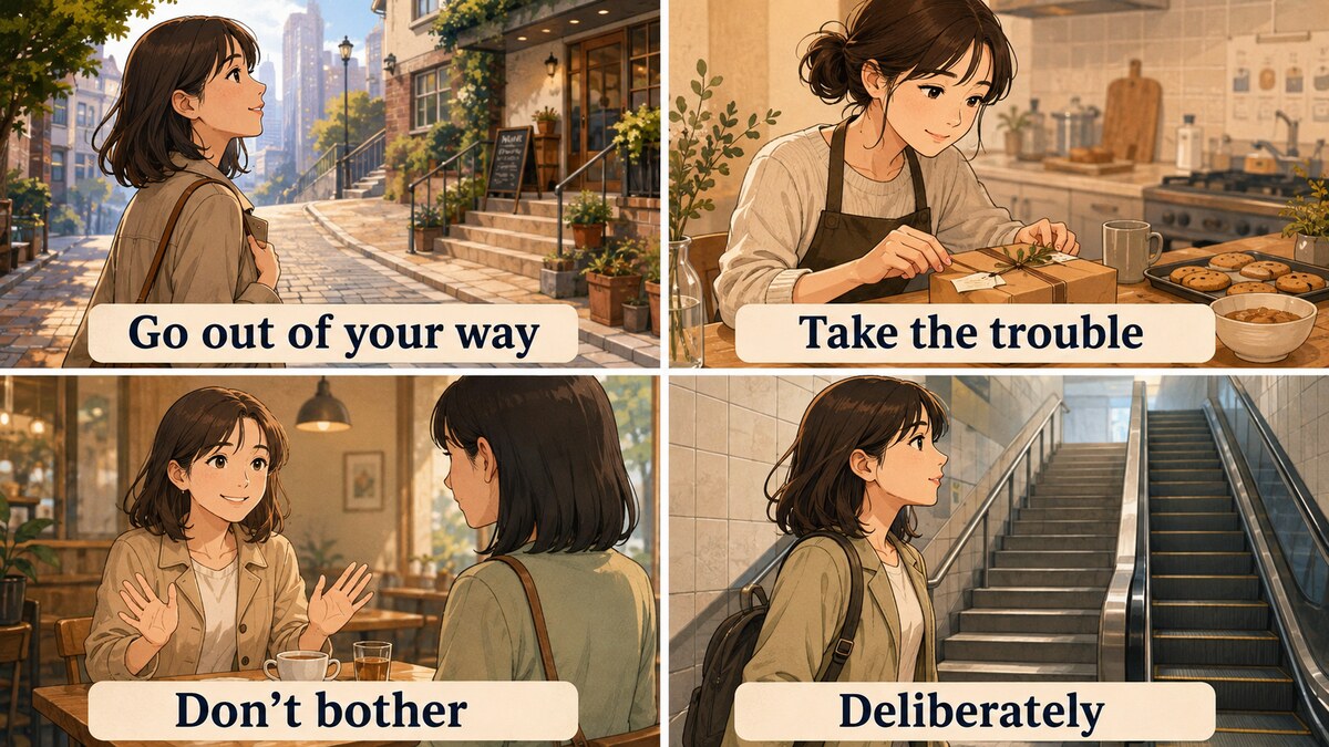 わざわざを表すGo out of your way・Take the trouble・Don't bother・Deliberatelyの使い分け