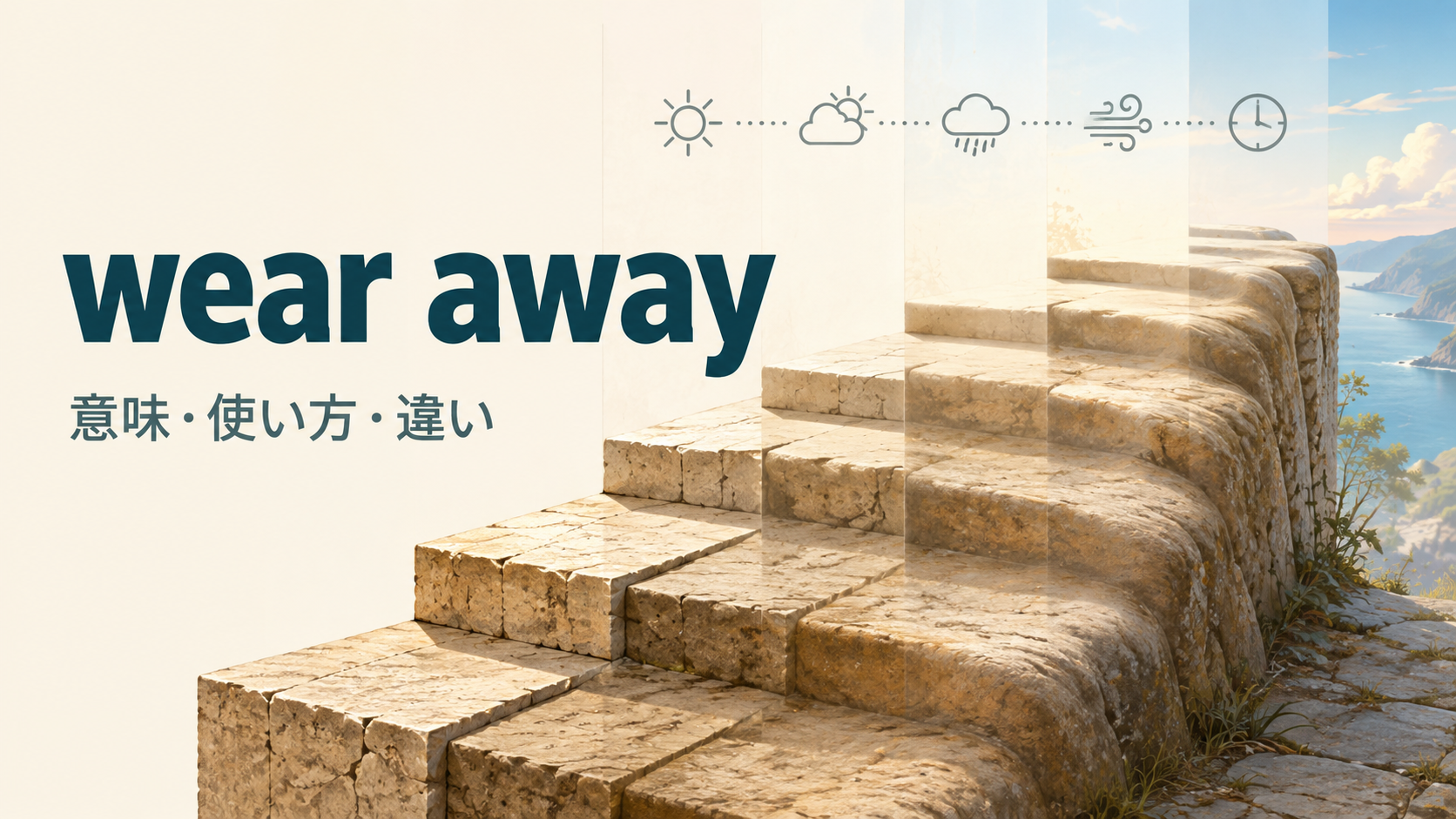 wear awayの意味は？「少しずつすり減る・消える」の使い方とwear downとの違い