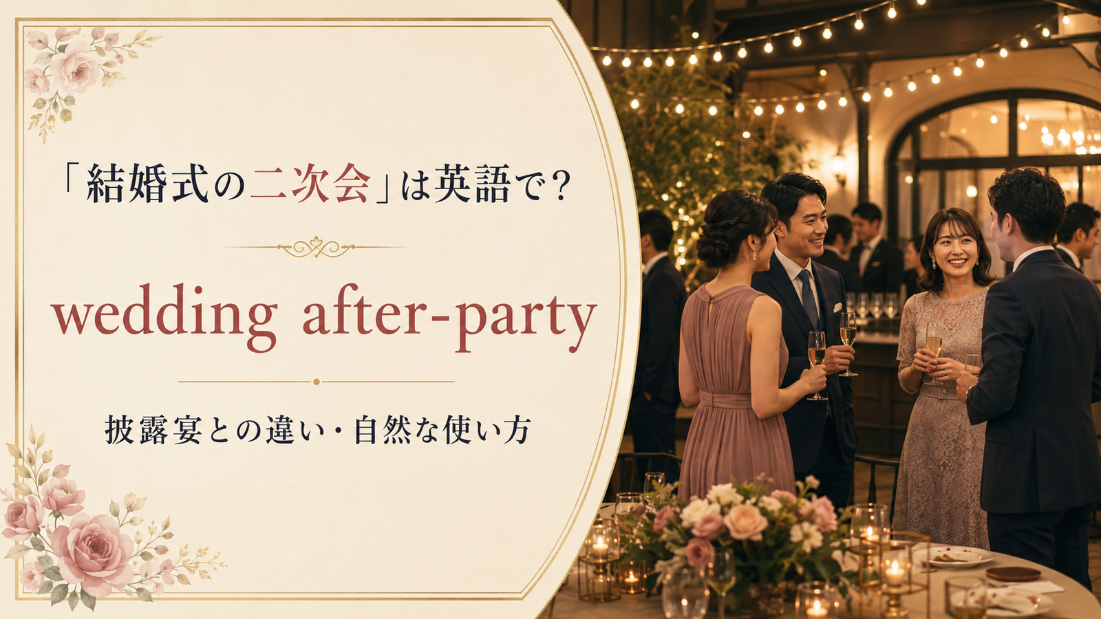 「結婚式の二次会」は英語で？wedding after-partyと披露宴との違い