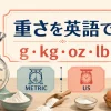 重さを英語で表すg・kg・oz・lbのイラスト