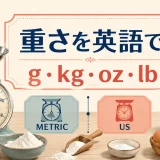 重さを英語で表すg・kg・oz・lbのイラスト