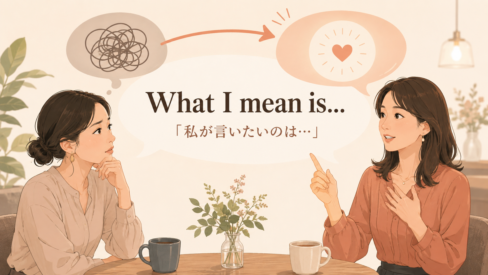 What I mean is...の意味と使い方を表す会話イラスト