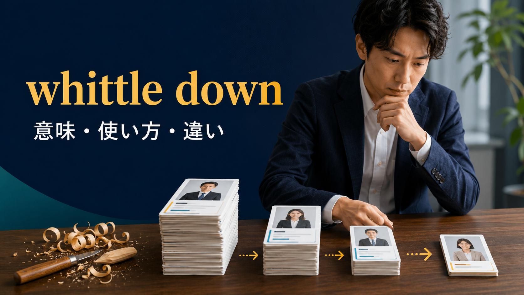 whittle downの意味は？「少しずつ減らす」の使い方とnarrow down・reduceとの違い
