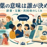 言葉の意味は誰が決めるのかを辞書・文脈・共同体から考える図解