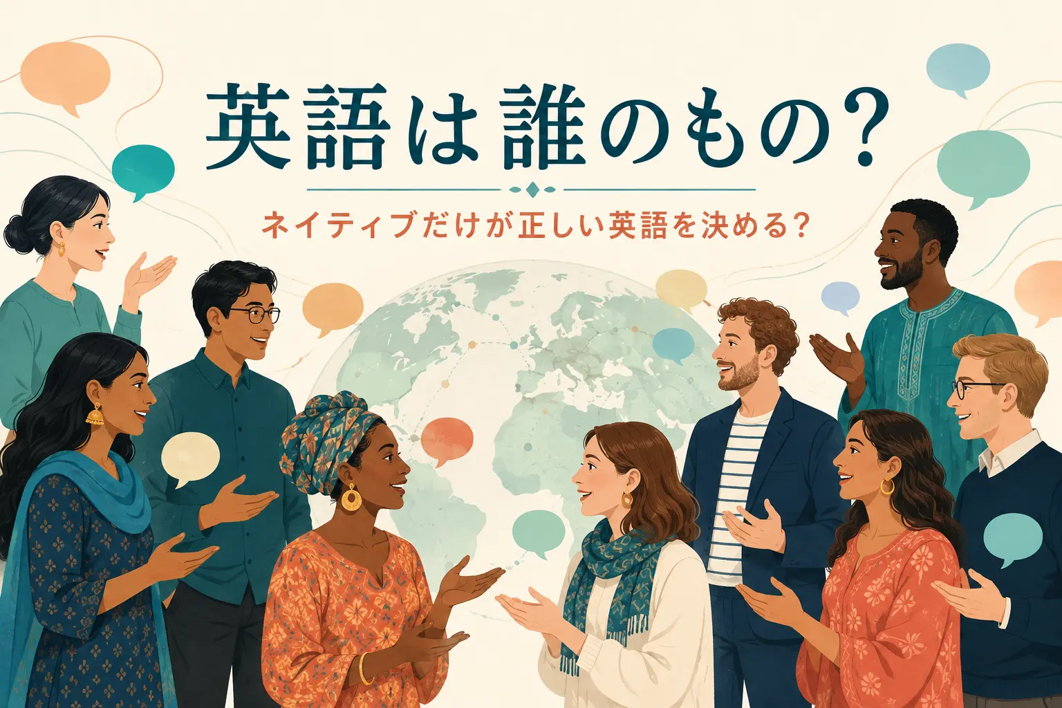 世界の多様な英語話者が英語は誰のものかを考えるアイキャッチ