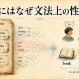 古英語の男性・女性・中性から現代英語への変化を描いたアイキャッチ