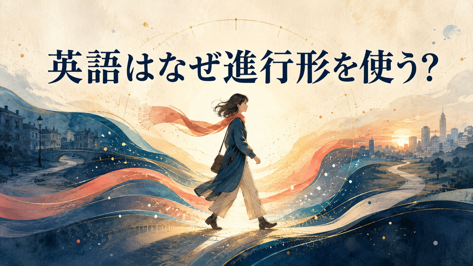 英語はなぜ進行形を使うのかを動きの途中として表したイラスト