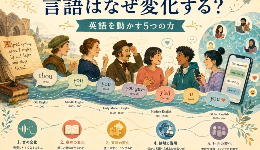 言語はなぜ変化する？英語を動かす音・意味・文法・接触・社会の5つの力