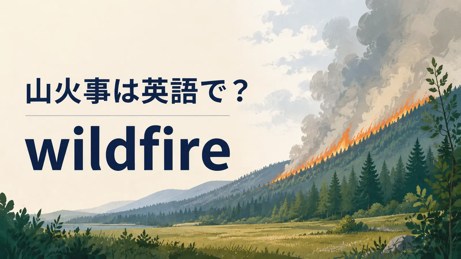 山火事は英語で？ wildfireを学ぶイラスト