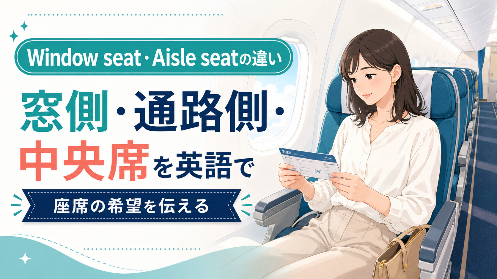 飛行機のWindow seat・Aisle seat・Middle seatの違い