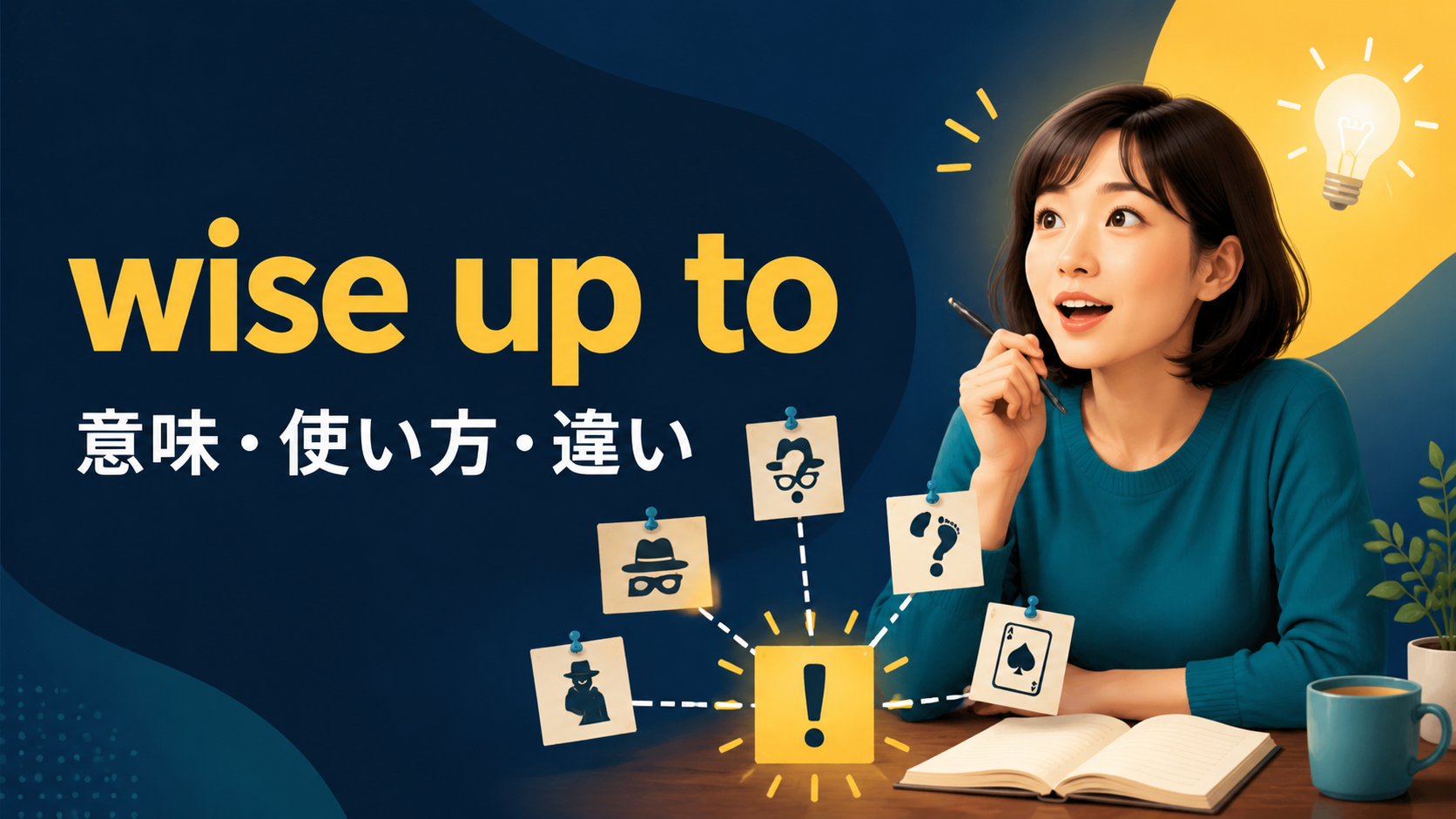 wise up toの意味・使い方・違いを解説するアイキャッチ画像