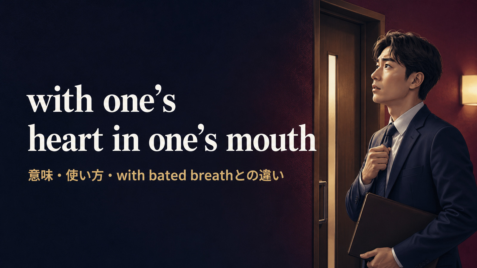 with one’s heart in one’s mouthの意味・使い方とwith bated breathとの違い