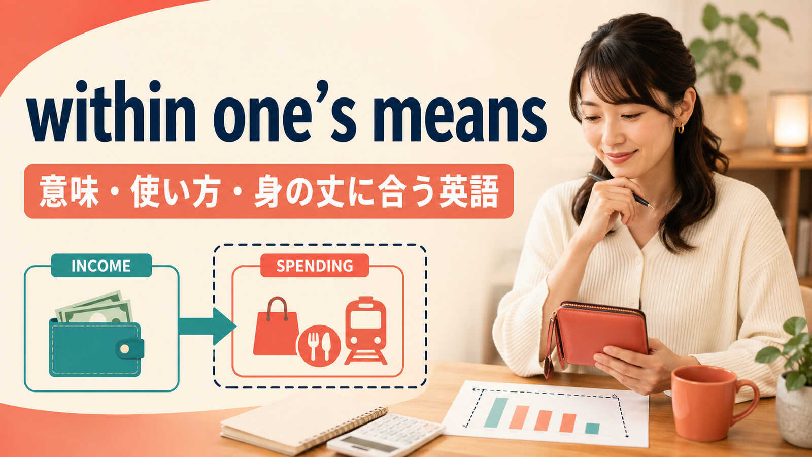 within one’s meansの意味・使い方・身の丈に合う英語