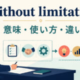 without limitationの意味・使い方・類似表現との違いを解説するアイキャッチ画像