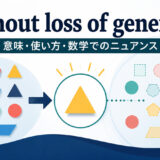 without loss of generalityの意味・使い方・数学でのニュアンスを解説するアイキャッチ画像