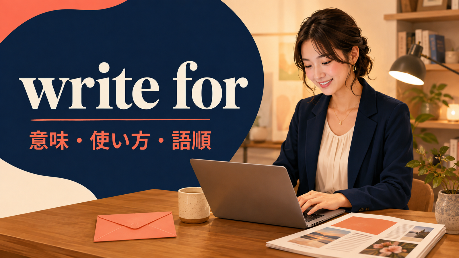 write forの意味・使い方・語順を示すアイキャッチ画像