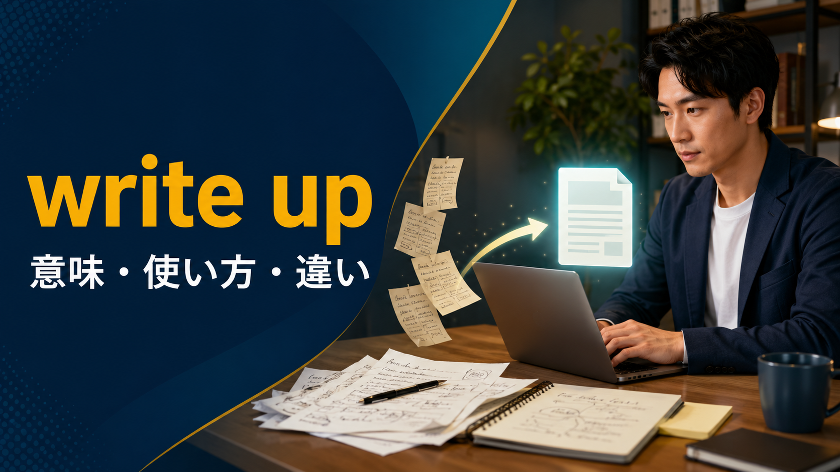 write upの意味・使い方・違いを解説するアイキャッチ画像