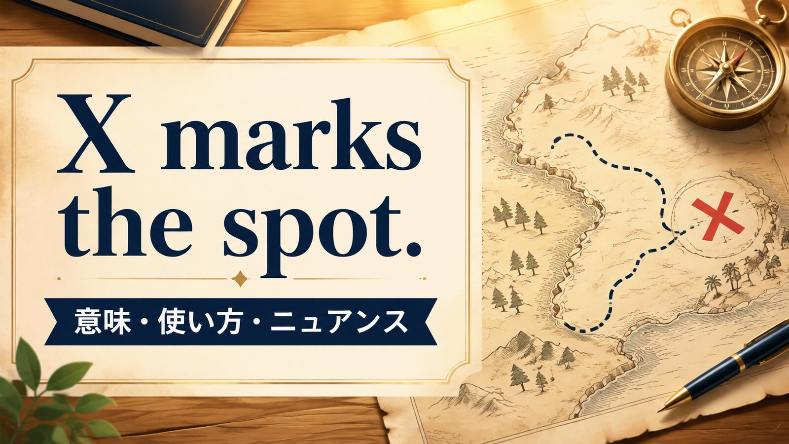 X marks the spot.の意味・使い方・ニュアンスを示す宝の地図