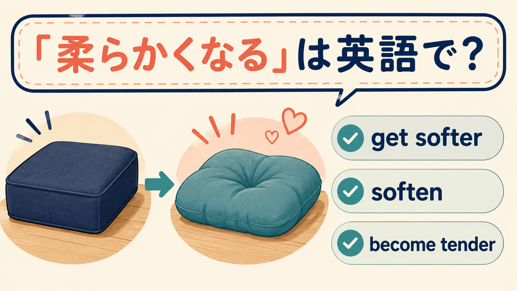 get softer・soften・become tender