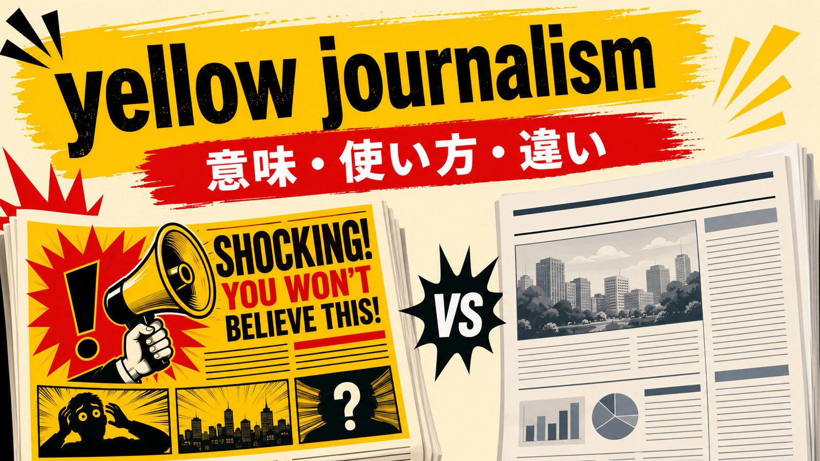 yellow journalismの意味は？「扇情報道」の使い方とfake newsとの違い