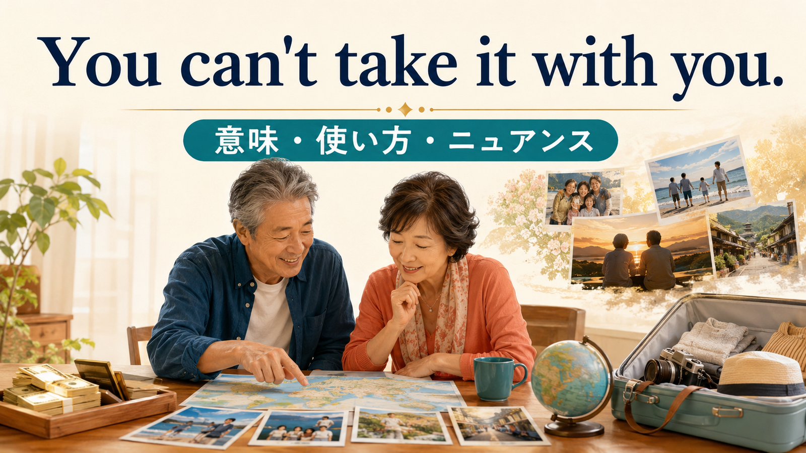 You can't take it with youの意味・使い方・ニュアンスを示すアイキャッチ画像