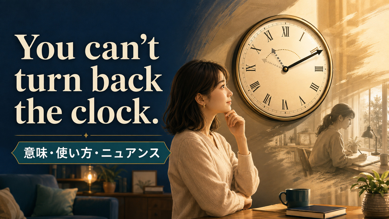 You can't turn back the clock. の意味・使い方・ニュアンスを解説するアイキャッチ画像