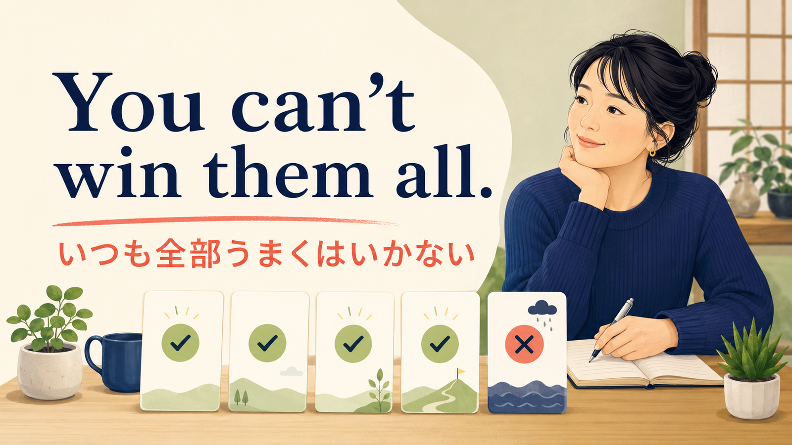 You can’t win them all.の意味「いつも全部うまくはいかない」を表す画像