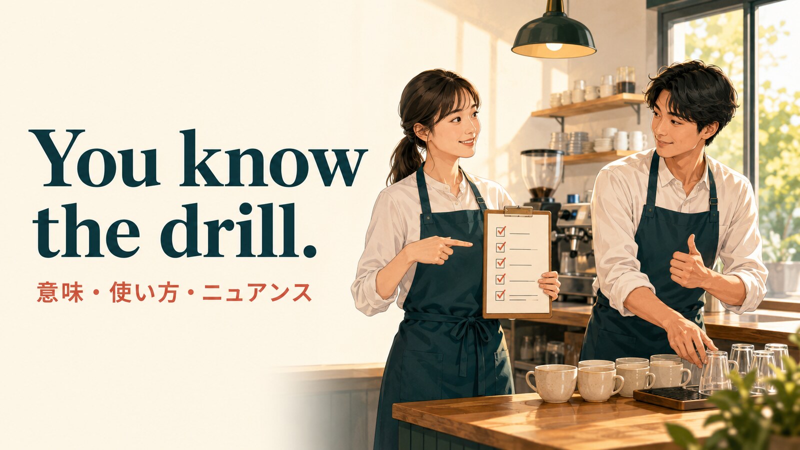 You know the drill.の意味は？「いつもの手順」の使い方とニュアンス