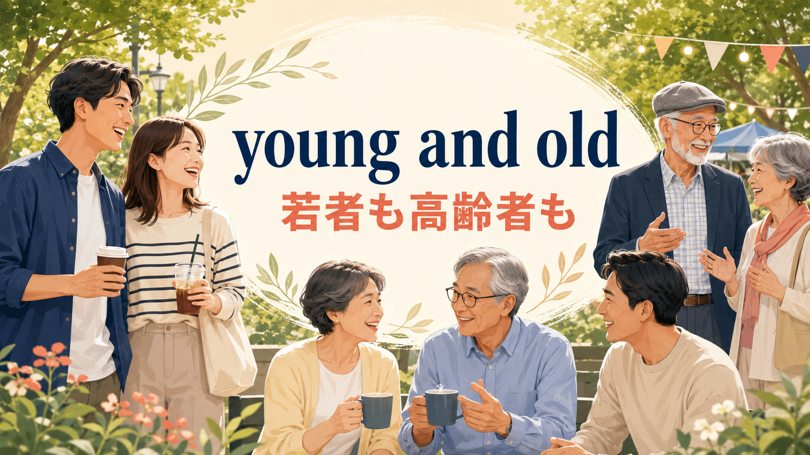 young and oldの意味「若者も高齢者も」を表すアイキャッチ画像