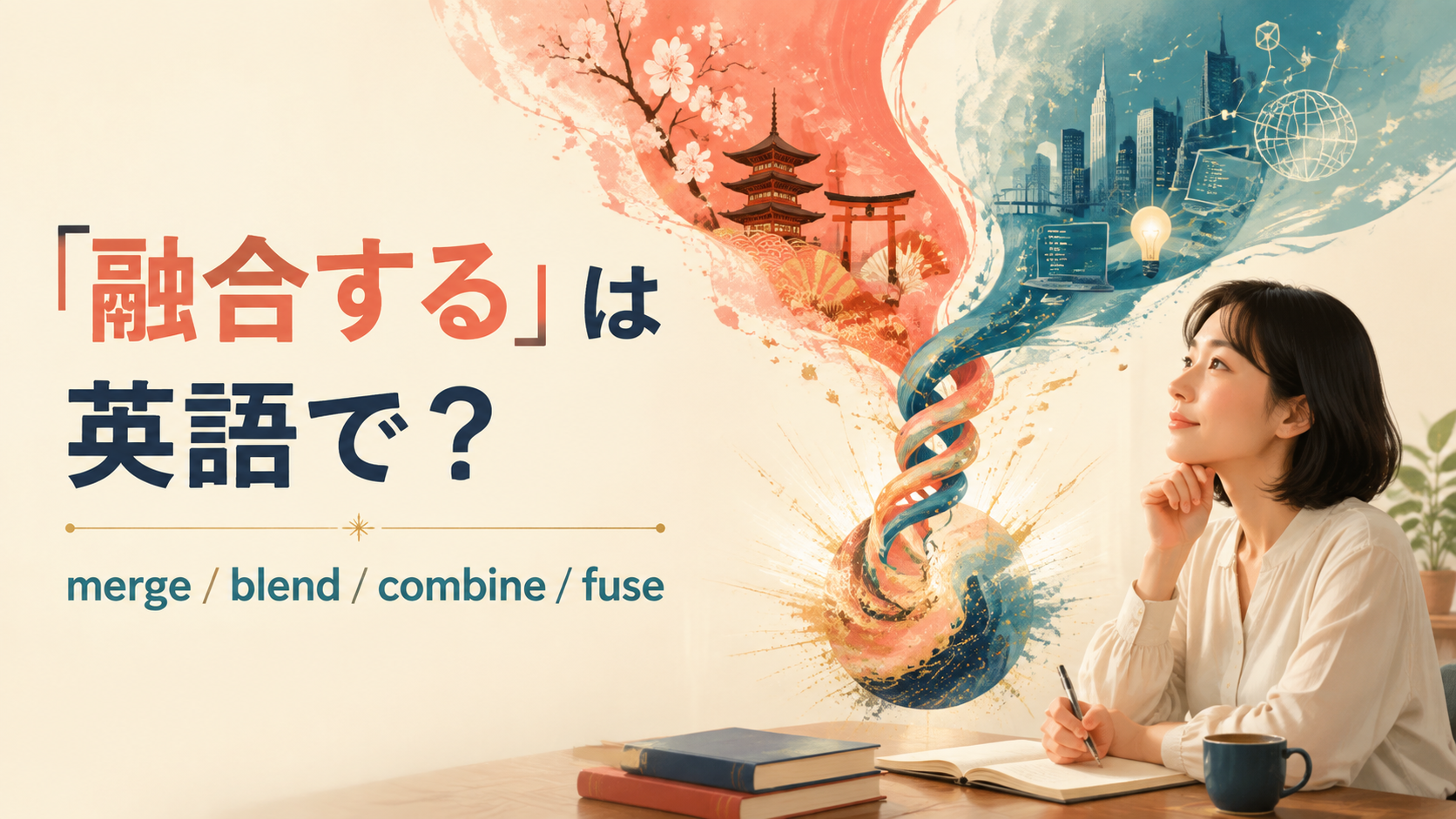 「融合する」は英語で？merge・blend・combine・fuseの違い