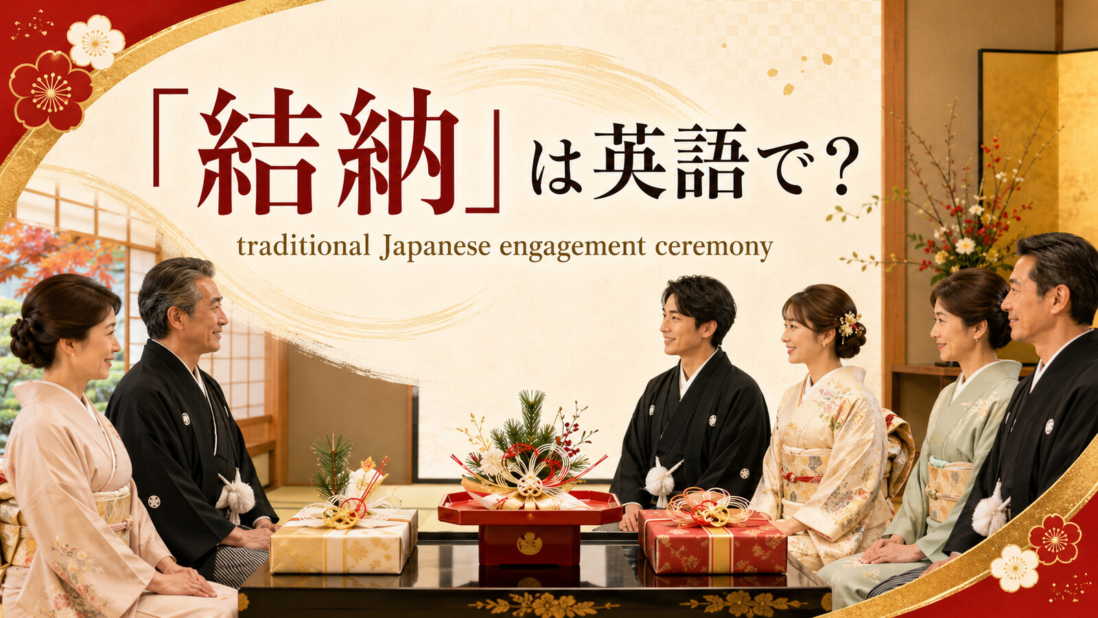 「結納」は英語で？ traditional Japanese engagement ceremonyと紹介するアイキャッチ