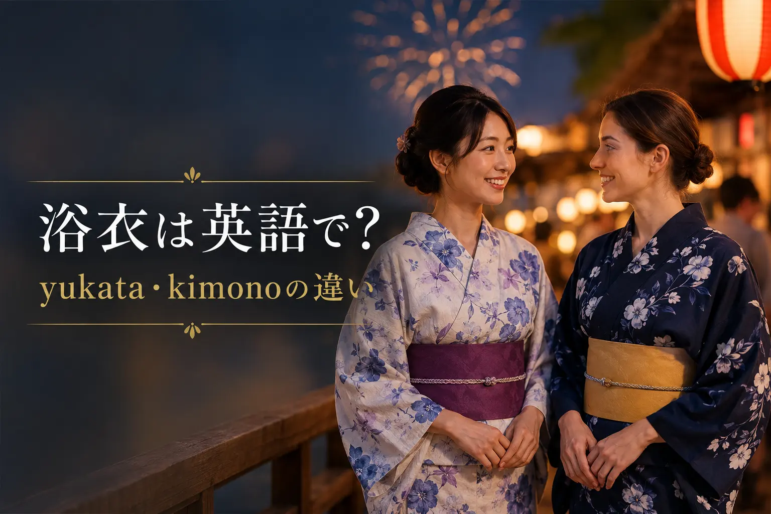 浴衣は英語で?yukataとkimonoの違いを紹介する夏祭りの女性たち