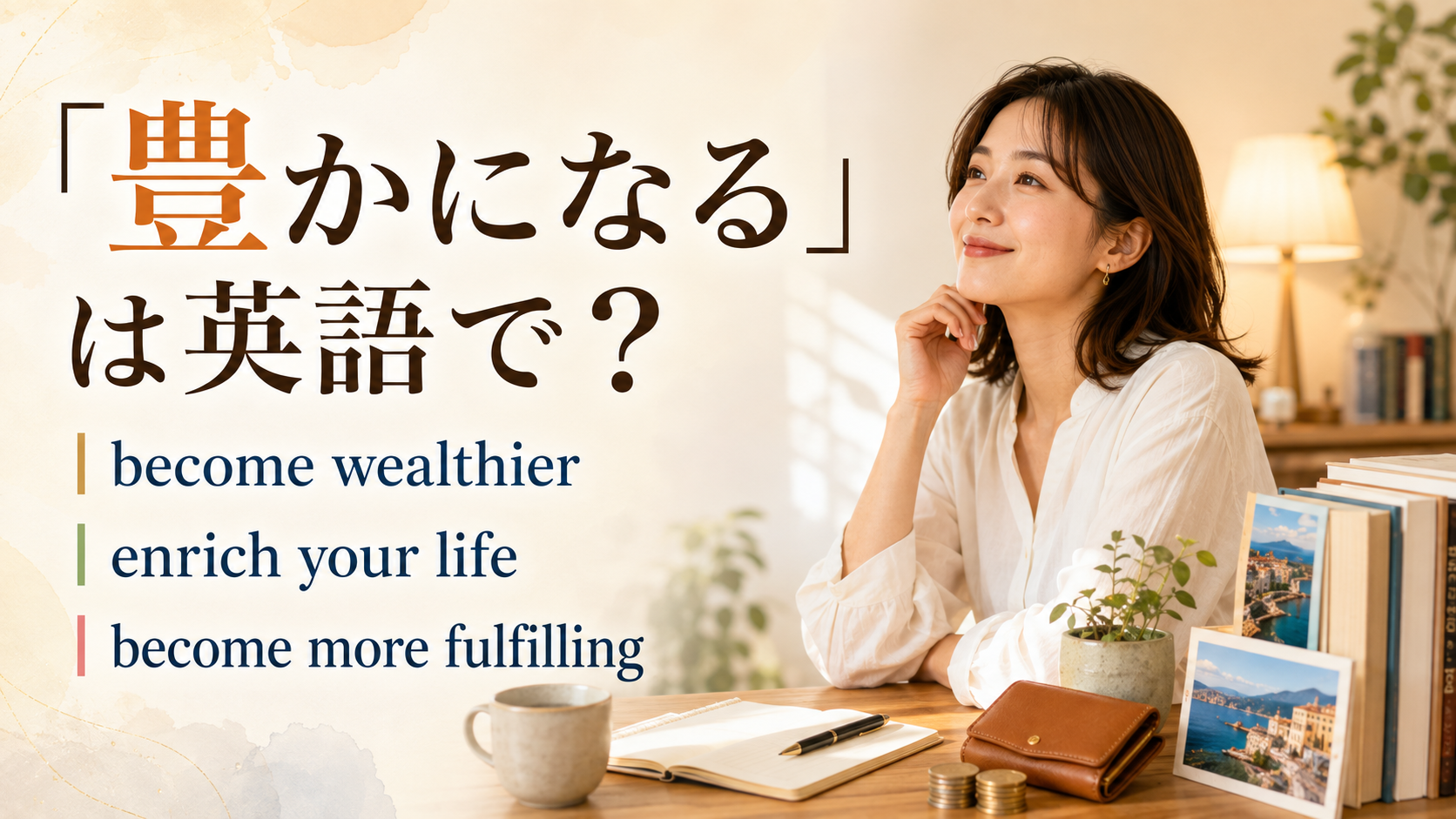 「豊かになる」は英語で? become wealthier、enrich your life、become more fulfilling の違い