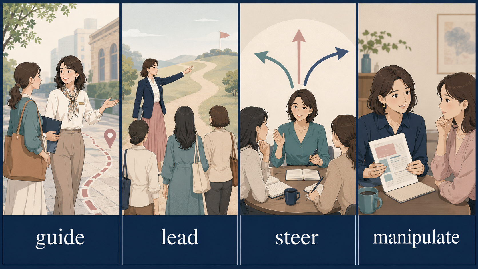guide・lead・steer・manipulateの違い