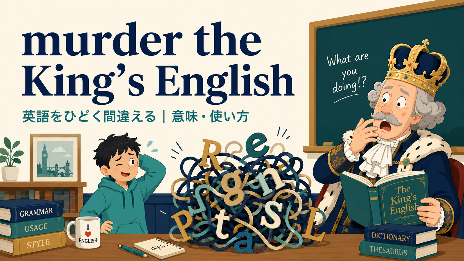 murder the King’s Englishの意味は？使い方・ニュアンス・例文と簡単な言い換え