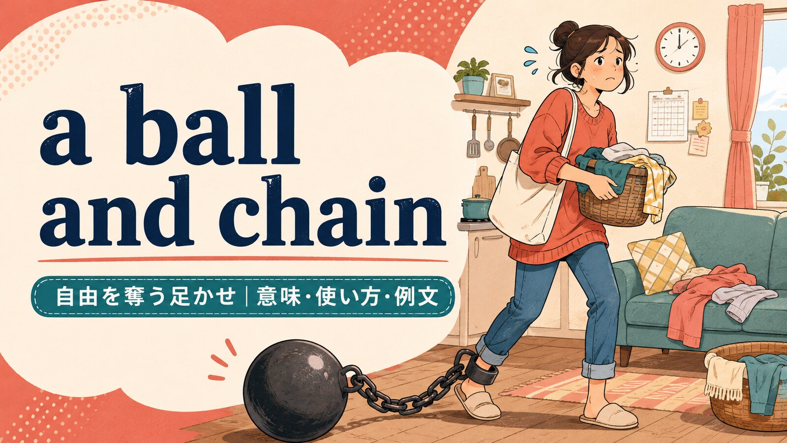 a ball and chainの意味・使い方・例文を紹介するアイキャッチ画像