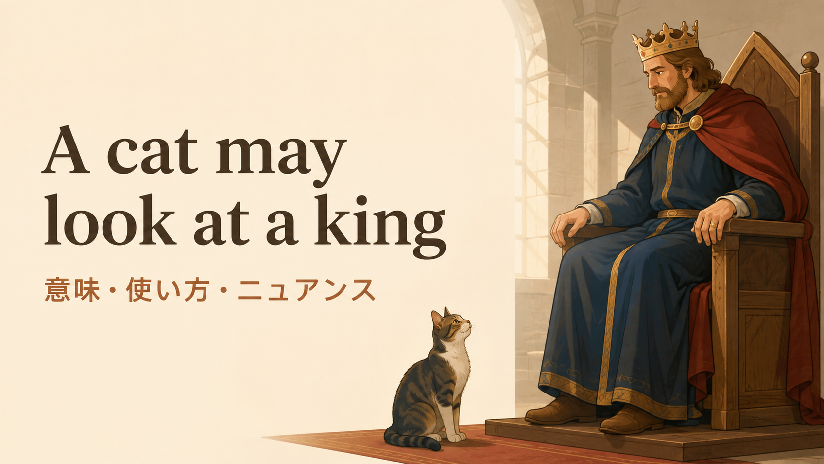 A cat may look at a kingの意味と使い方｜ニュアンス・例文・言い換え