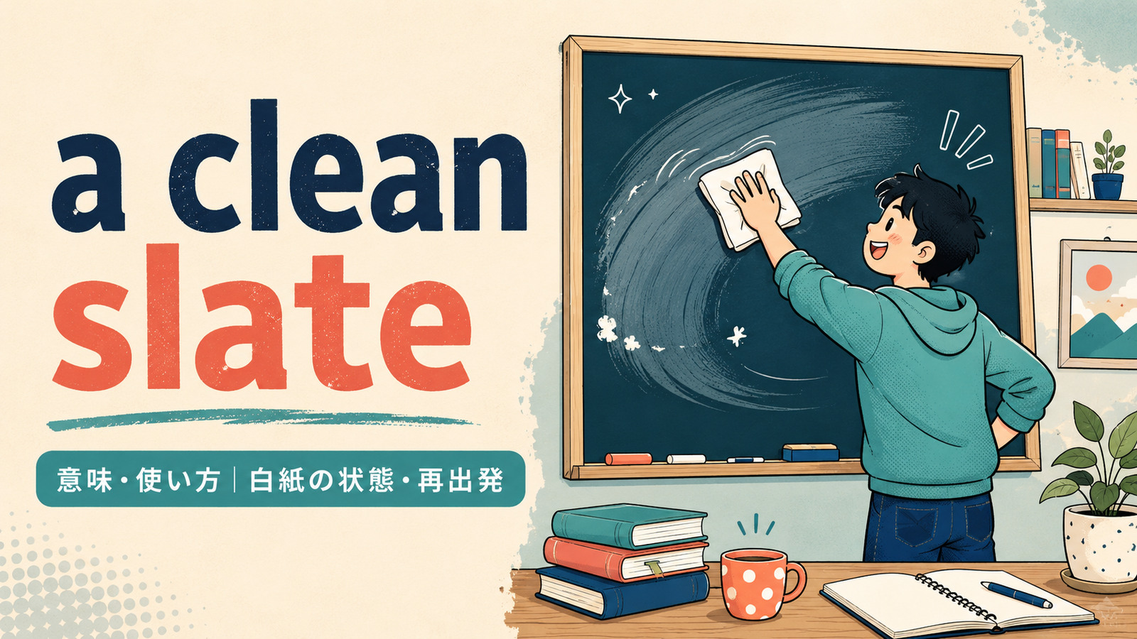 a clean slateの意味と使い方を表すアイキャッチ画像