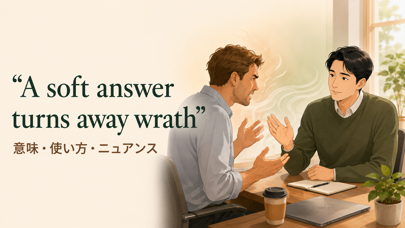A soft answer turns away wrathの意味と使い方｜ニュアンス・例文・言い換え