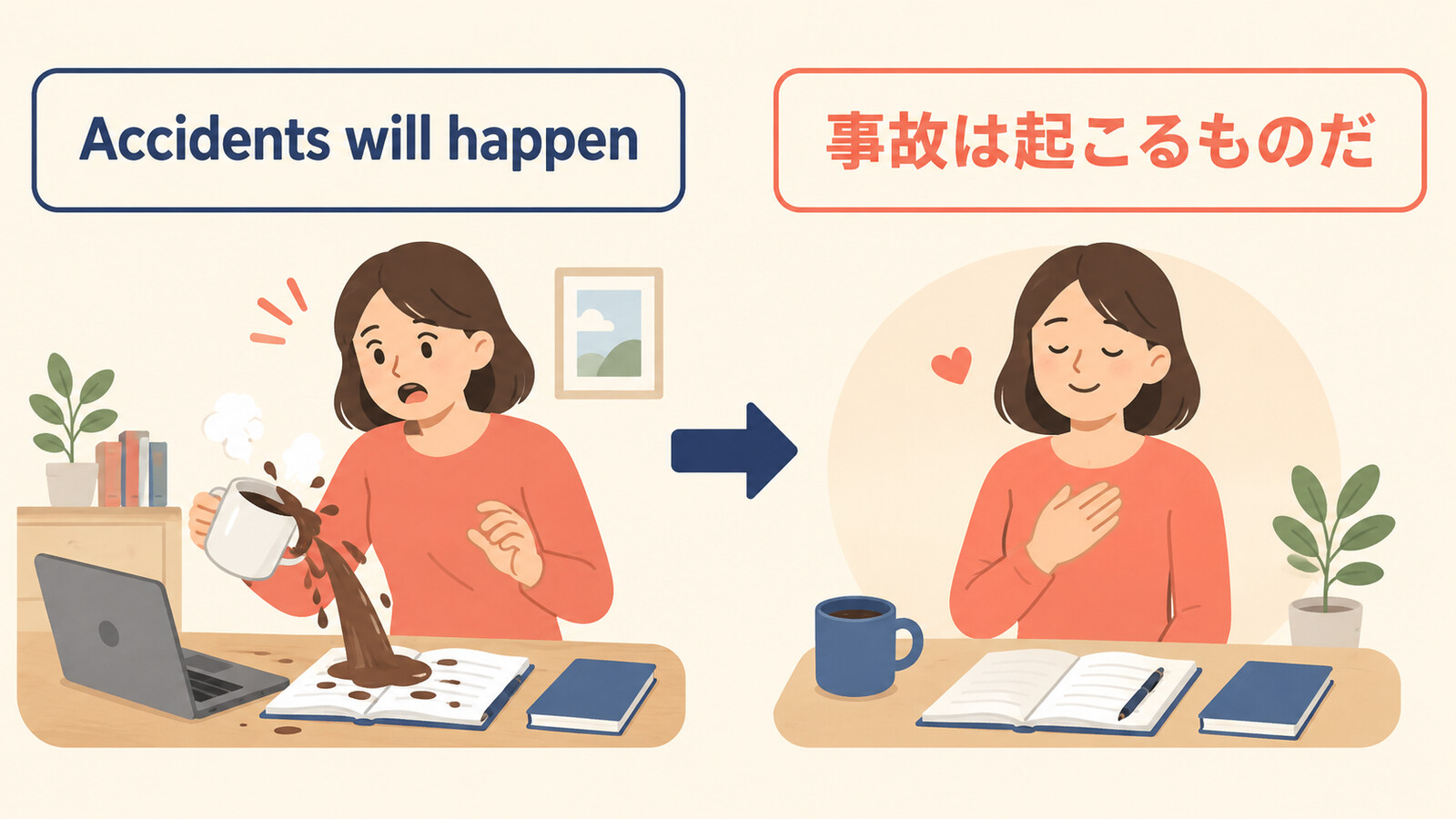 Accidents will happenの直訳イメージと実際の意味を比較した解説